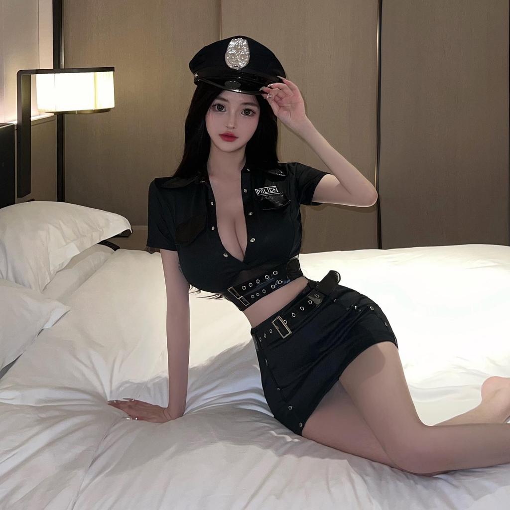European & American Style Sexy Police Uniform Mini Skirt Set 1251 - One Size