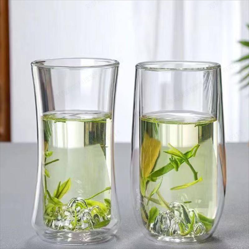 Meikou Mountain Design Double Wall Glass Tea Cup