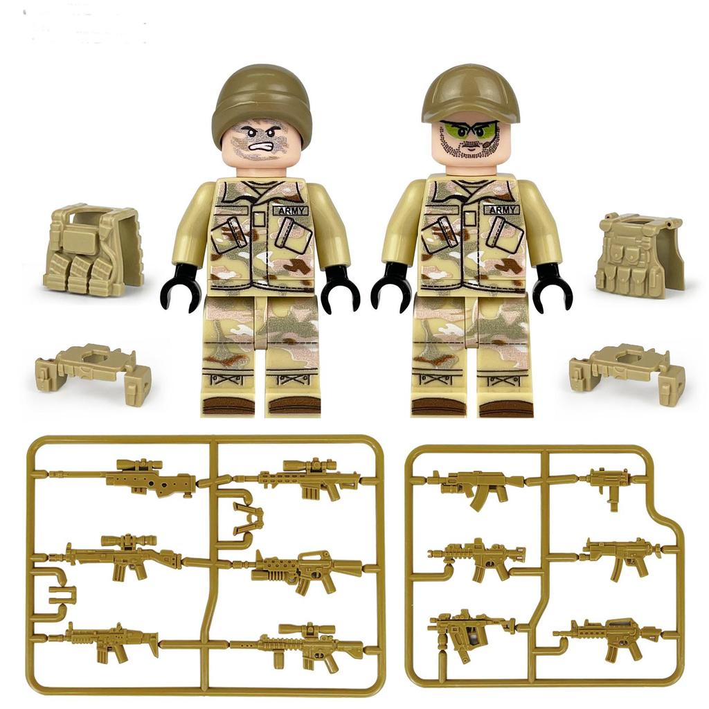 12PCS/set City Police SWAT Marines  Warrior Minifigures Building Blocks Dolls with Accessories Brown Dog Children Characters Toy Boys Gifts