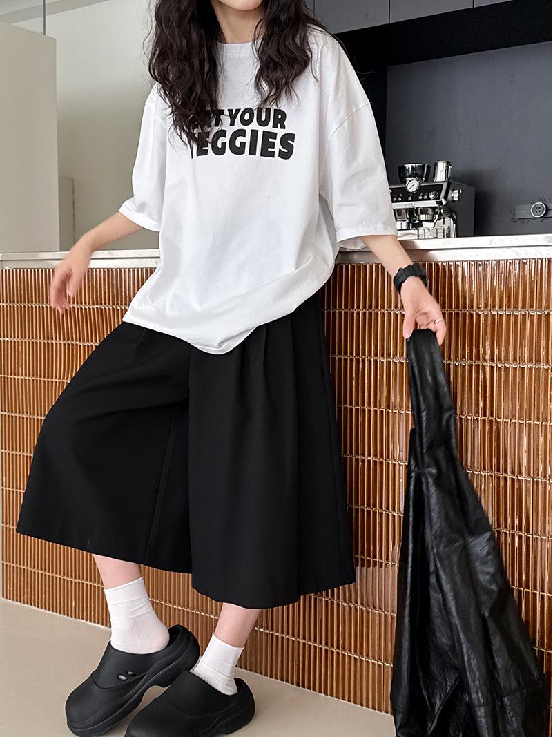 

LUXI Women s Summer Pleated Loose Wide-Leg Eight-Point Casual Suit Shorts 1876 M