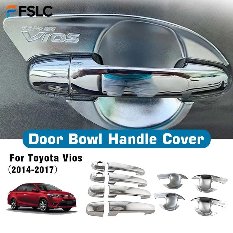 Door Bowl Handle Cover For Toyota Vios 2014 2015 2016 2017 Cars Accessories Styling Chrome Silver Exterior Car Decoration