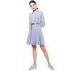 Spring and Summer Women's Dress Long-sleeved A-shaped Striped Shirt Skirt Long Commuter Pleated