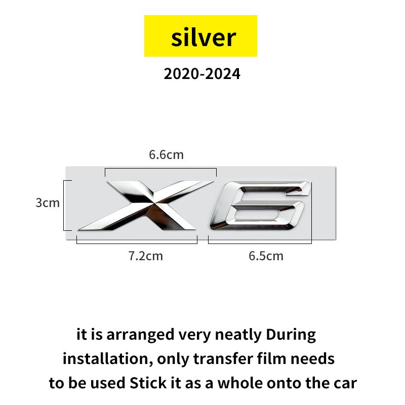 Suitable for BMW X1 X2 X3 X4 X5 X6 X7 F49 U12 F39 G08 G18 F15 F25 F26 G01 G02 G05 G06 G07  and Tail Letters Silver Black