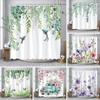 Watercolour Botanical Floral Leaf Shower Curtain Polyester Fabric Washable Home Bathroom Curtains Bathroom Decoration With Hooks