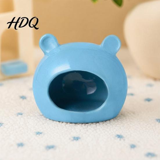 Gnaw Resistant Pet House Ceramic Hamster House Summer Bear Shaped Hideout Cave