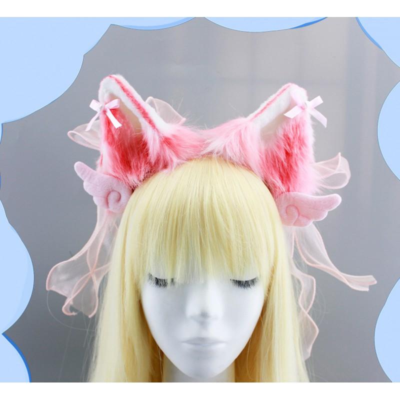 Handmade Sweet Lolita Fox Ear Headband With Bow Hair Clip Plush Animal Ears Accessory Women Girls