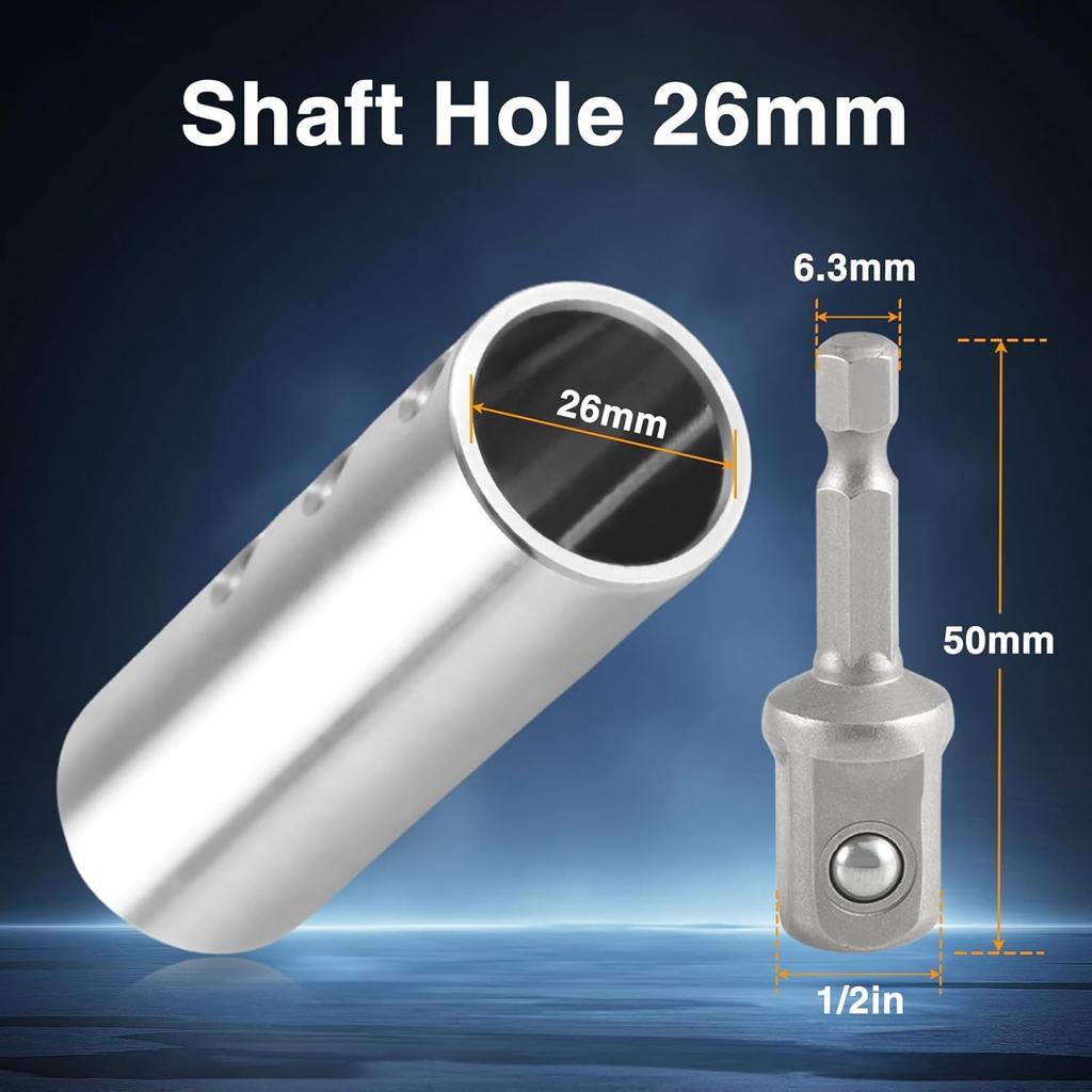 Upgraded Stainless Steel Trailer Jack Electric Drill Adapter With A 1/2 In Socket Adapter Bit Compatible With 1 Inch Jack Drive Shaft