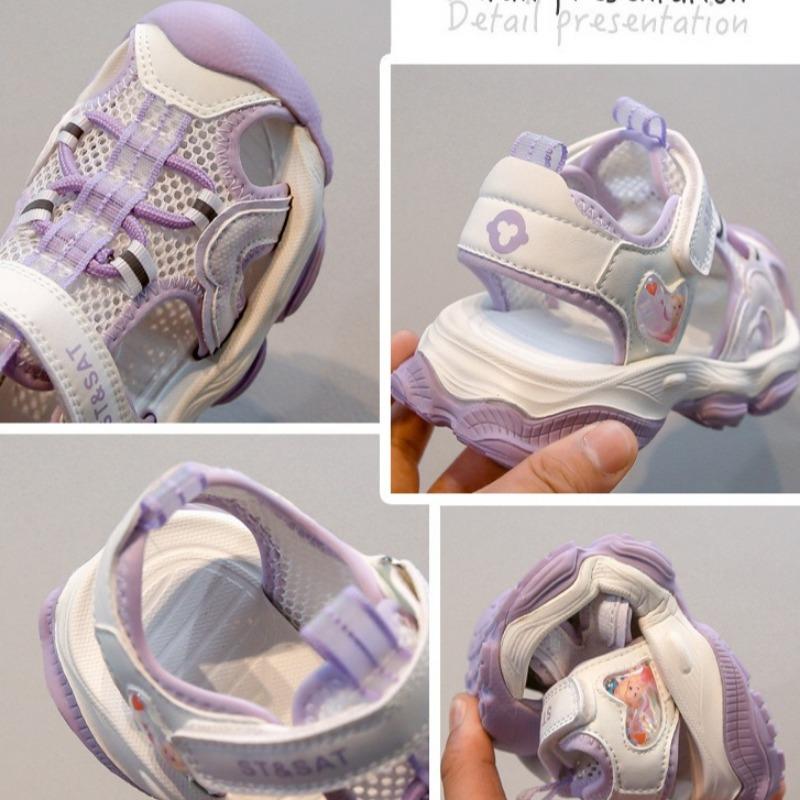 Girls Closed Toe Sandals Slides Breathable Mesh Soft Sole Anti Slip Beach Shoes for Kids