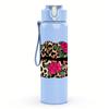 1PC Leopard Lips Rose Graphic,750ml Color Plastic Sports Water Bottle,Leakproof Flip Straw Lid,Suitable for Sports Office Home Use