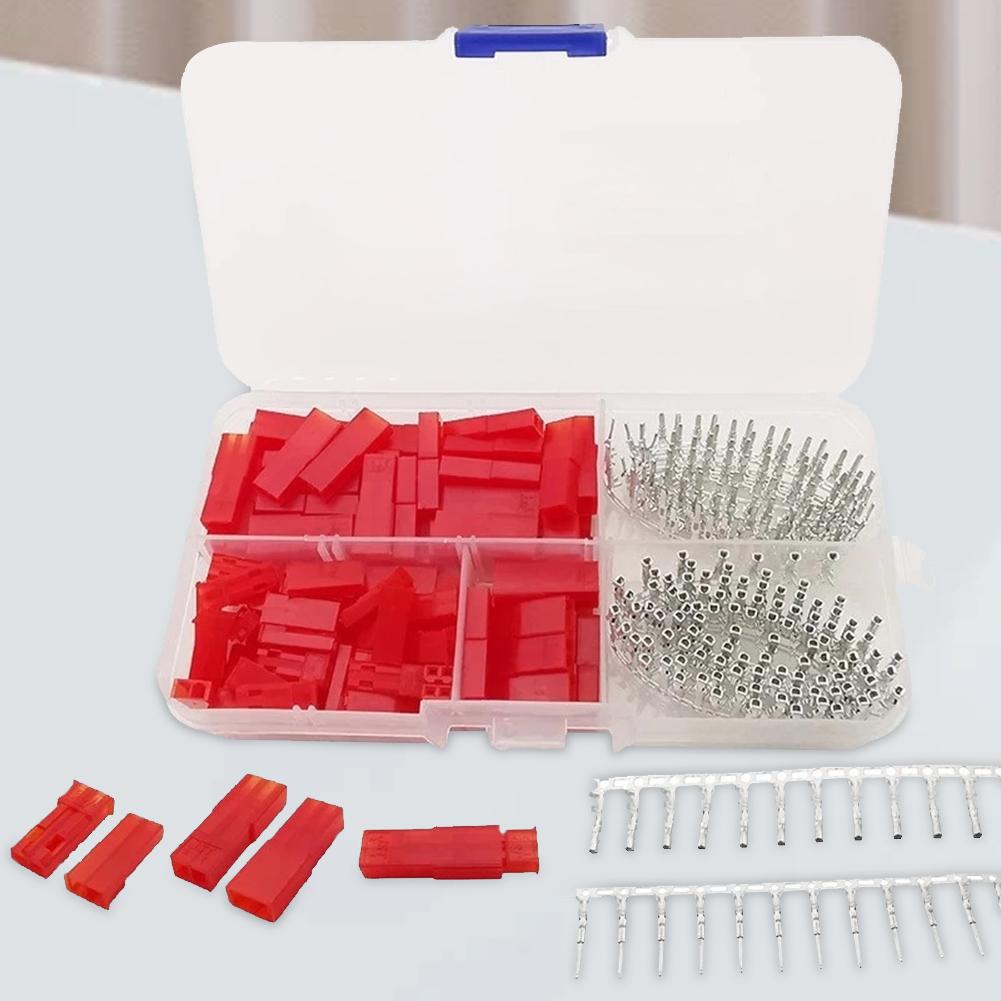 300/420Pcs JST SYP 2 Pin 2.54 MM Adapter Cable Terminal Socket Male Female Housing Connector Female Male Red Plug Terminal Kit