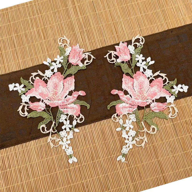 1Pair Dress Embroidered Fashion Embroidered Decals Fabric Sticker Lingerie Breast Flower Sewing DIY Polyester Flower Applique