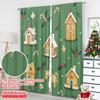 2 Stück 2D Flachdruck Frohe Weihnachten Beliebte Fenster Vorhänge Weihnachts Lebkuchenhäuser Zuckerstangen 100% Polyester Stoff
