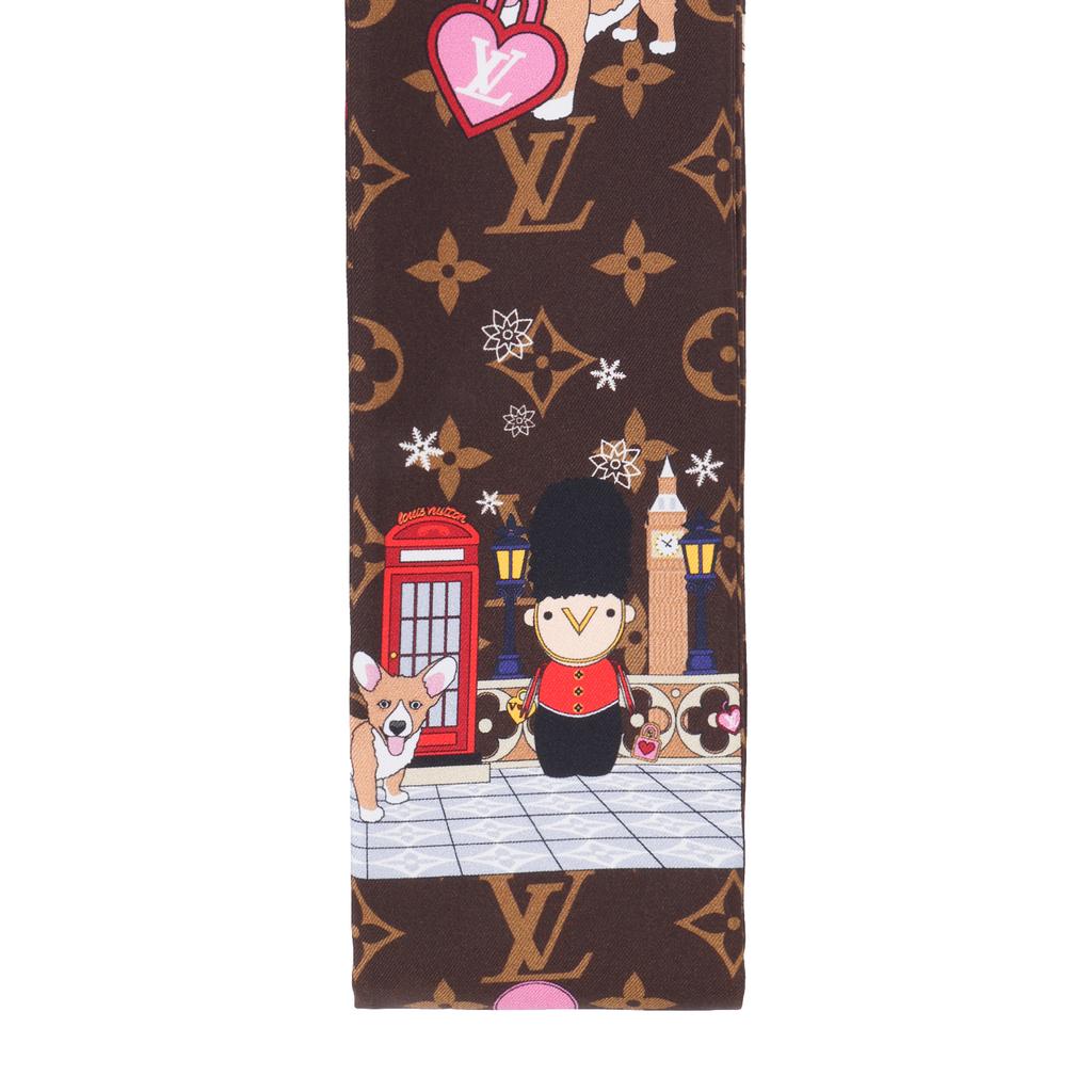Louis Vuitton Christmas Collection London Xmas Headband Silk Scarf Men accessories Brown M00489