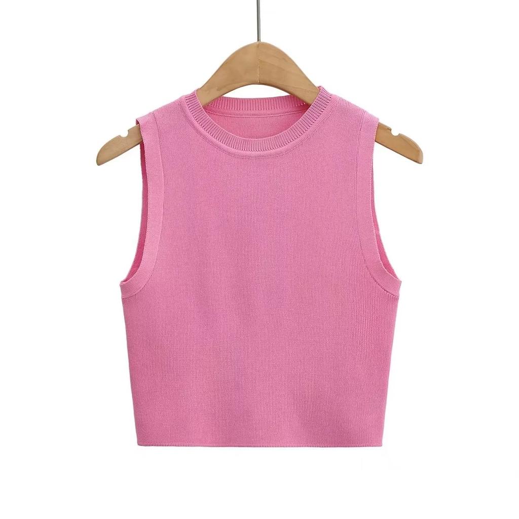 DAFIFY  Women's Fashion Casual Spring Fall Solid Color Print Sleeveless O-Neck Sweaters