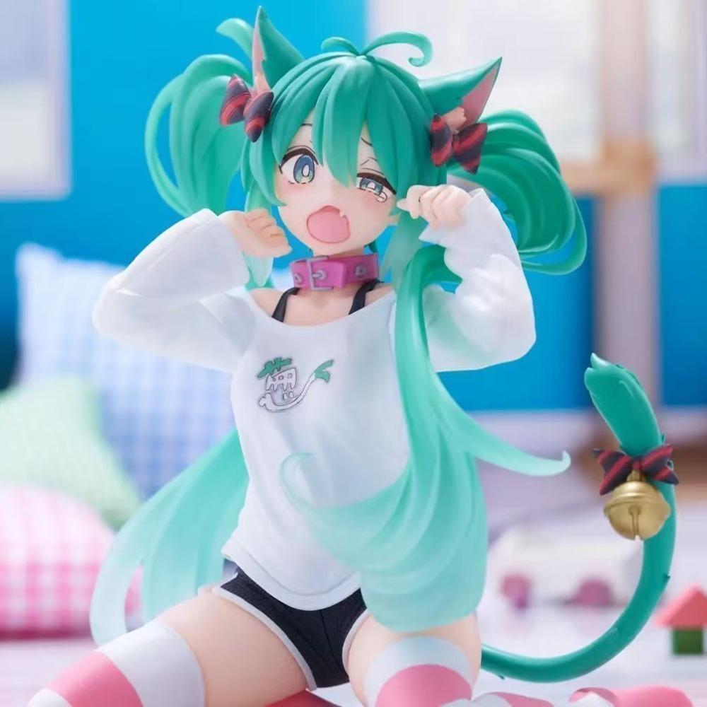 Hatsune Miku Desktop Cute Actionfigur 11cm Neko T-Shirt Ver. Anime Figur Kawaii Mädchen Modell Spielzeug Geschenk