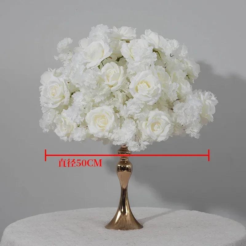 Cuatomized Size Artificial White Rose cherry blossom Large Flower Ball Table Centerpieces Wedding Decor Road Lead Flower Ball