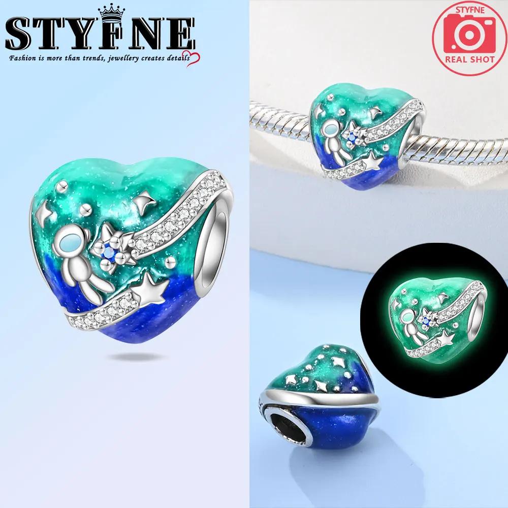 Pink Heart Charms Copper Galaxy Beads Bracelet Making Supplies Diy Handmade Jewelry Birthday Gift For Girls