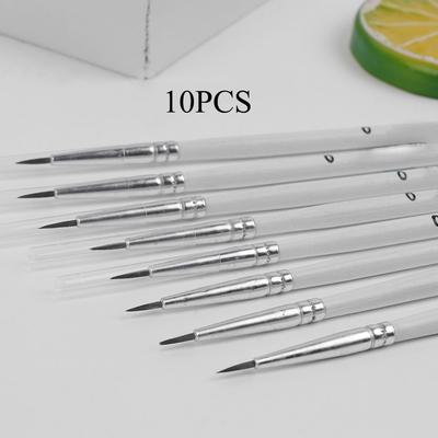 10PCS Crochet Fin en Bois Outils d'Art Pointe Fine Pinceau de Peinture d'Artiste Poils en Fibre de Nylon Stylo à Ligne Fine