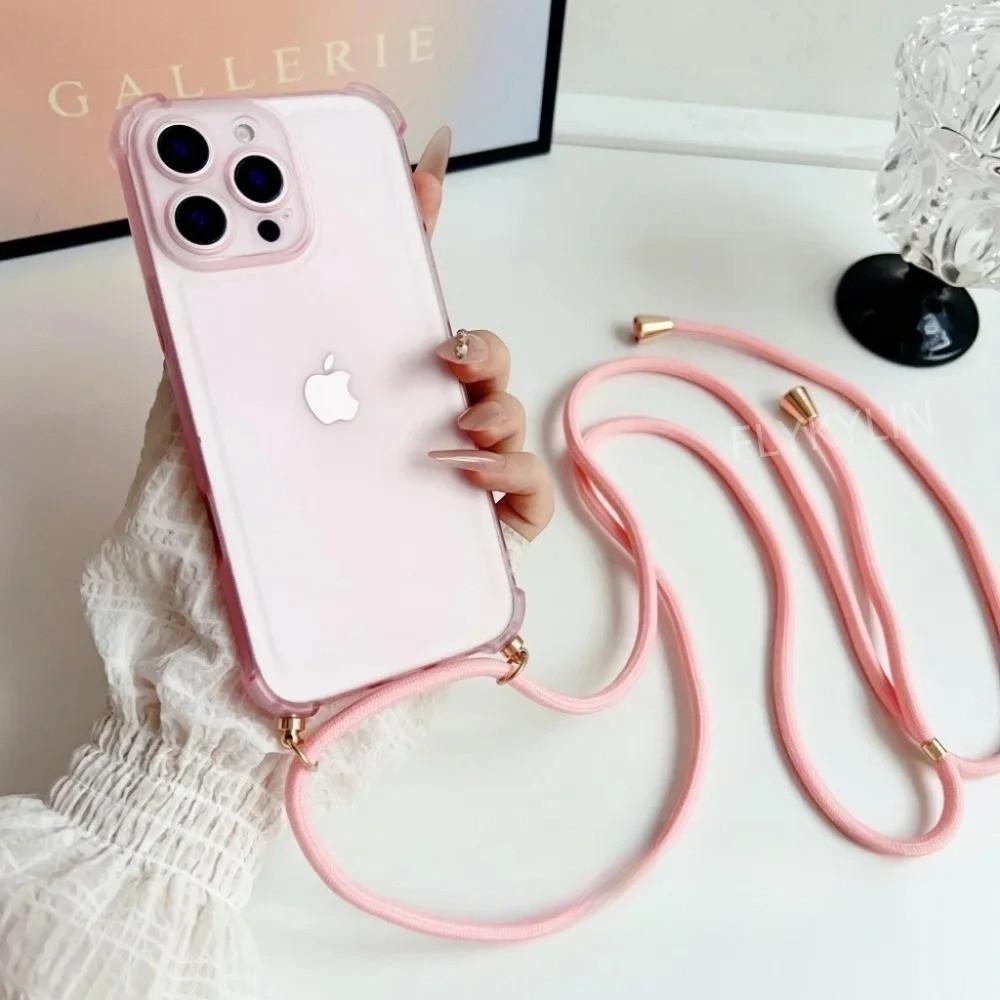 

Airbag Shockproof Phone Case For OPPO Reno 14F 13F 12F 12 11 Pro A16S A15S A17 A54S A5 A9 2020 Crossbody Lanyard Necklace Cover For Reno 14F