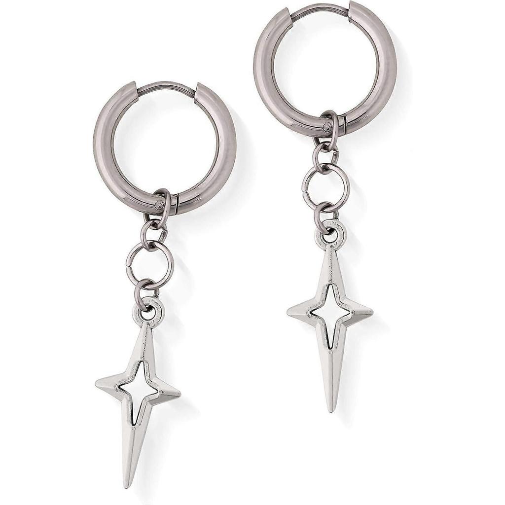 Gothic Y2k Spike Star Hoop Earrings, Y2K Punk Grunge Goth Earrings, Halloween Christmas Jewelry Gift For Women