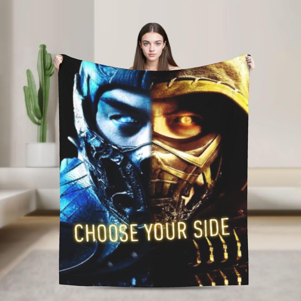 Scorpion VS Sub Zero Blanket Fleece Mortal Kombat MK11 Breathable Blankets for Sofa Outdoor Plush Thin Quilt