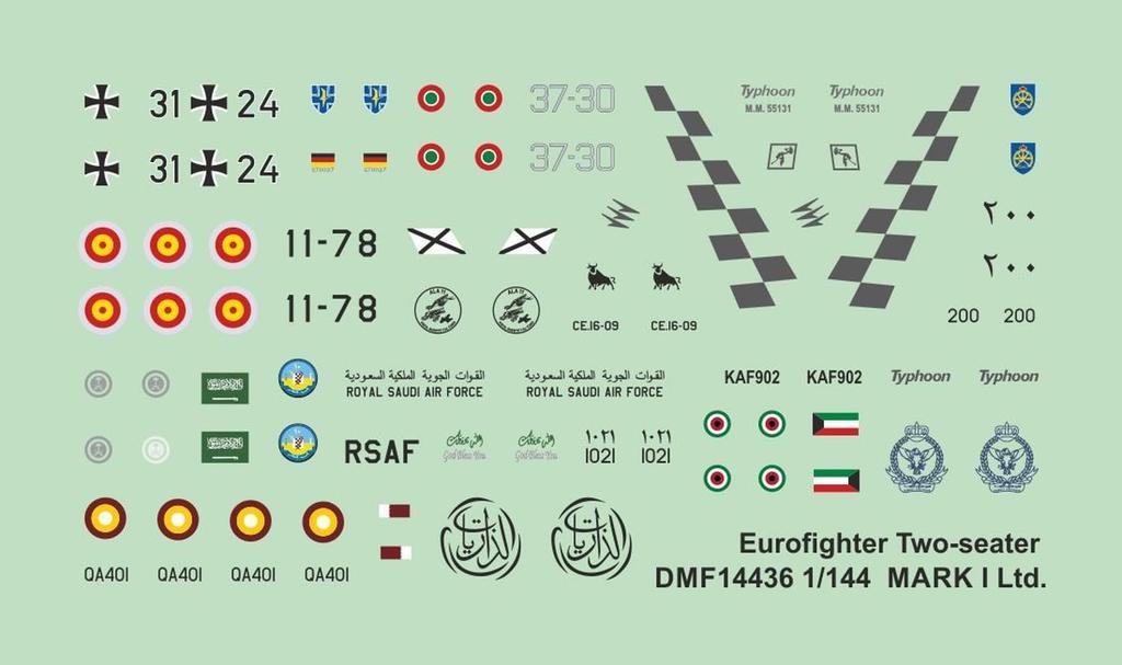 Mark 1 Eurofighter Typhoon Decal Plastic Model Decal MKMDMF14436 1/144 Two-seater (for Revell) (Airplane)