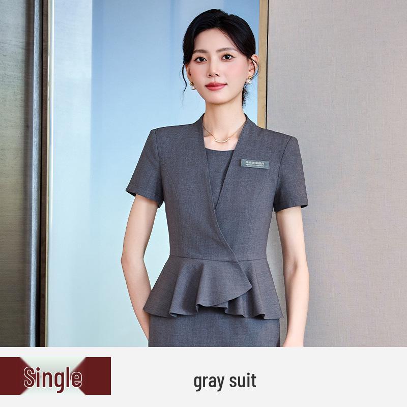 Women's Slim Fit Short Sleeve Summer Suit Dress - Professional Formal Wear Set for Mature, Light Commuter Style