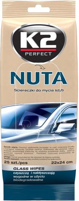 K2 NUTA WIPES 25 Pcs - FOR CLEANING GLASSES AND MIRRORS WITHOUT STRIPES IN A PACKAGING
