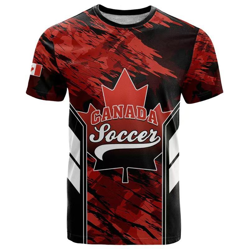 Mens Loose Fit 3D Print Soccer Fan T-Shirt USA Canada Mexico World Cup Support Tee Sportswear