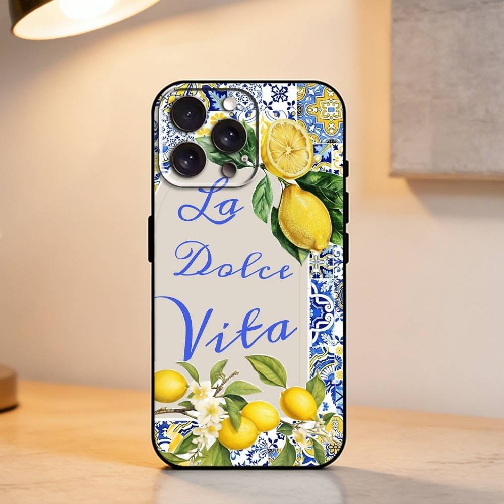 European A-Amalfi Coast L-Lemons    Phone Case For iPhone 17,16,15,14,13,12,11 Plus,Pro Max,XS,Soft Silicone Black Cover