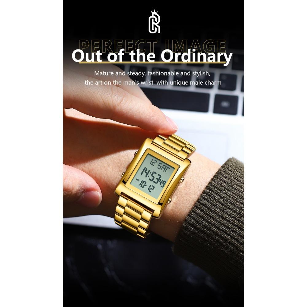 CAREKISO Luxury Brand Men Watch Waterproof LED Week Date Alarm Man Wristwatch Stainless Steel Fashion Electronic Watches For Men