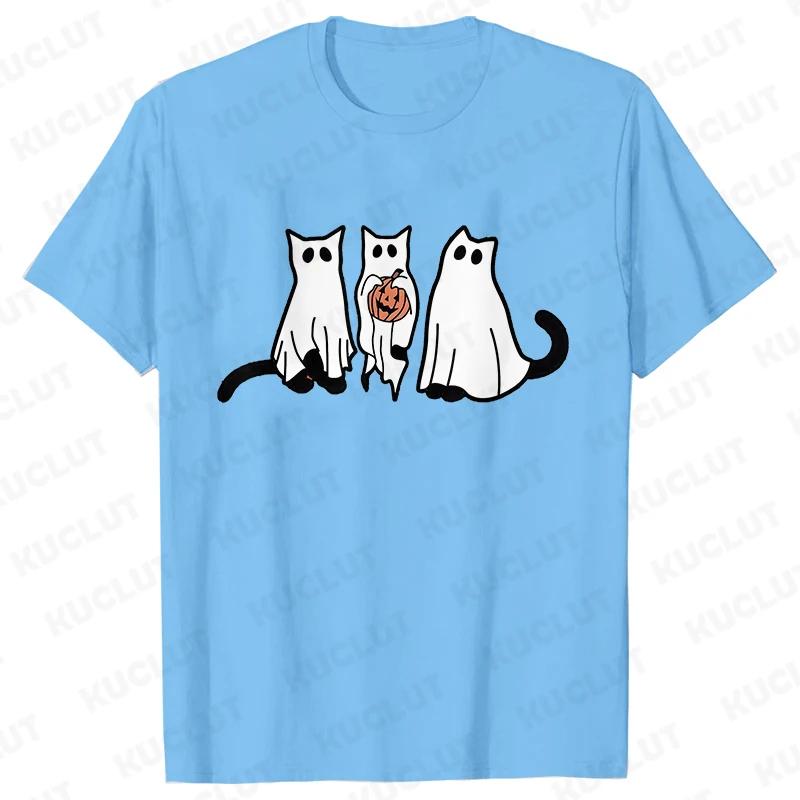 Fashion Halloween Party Tee Shirt Women Clothing Harajuku Designer Cat Pumpkin Halloween Graphic Y2k Tops Short Sleeve Tshirt