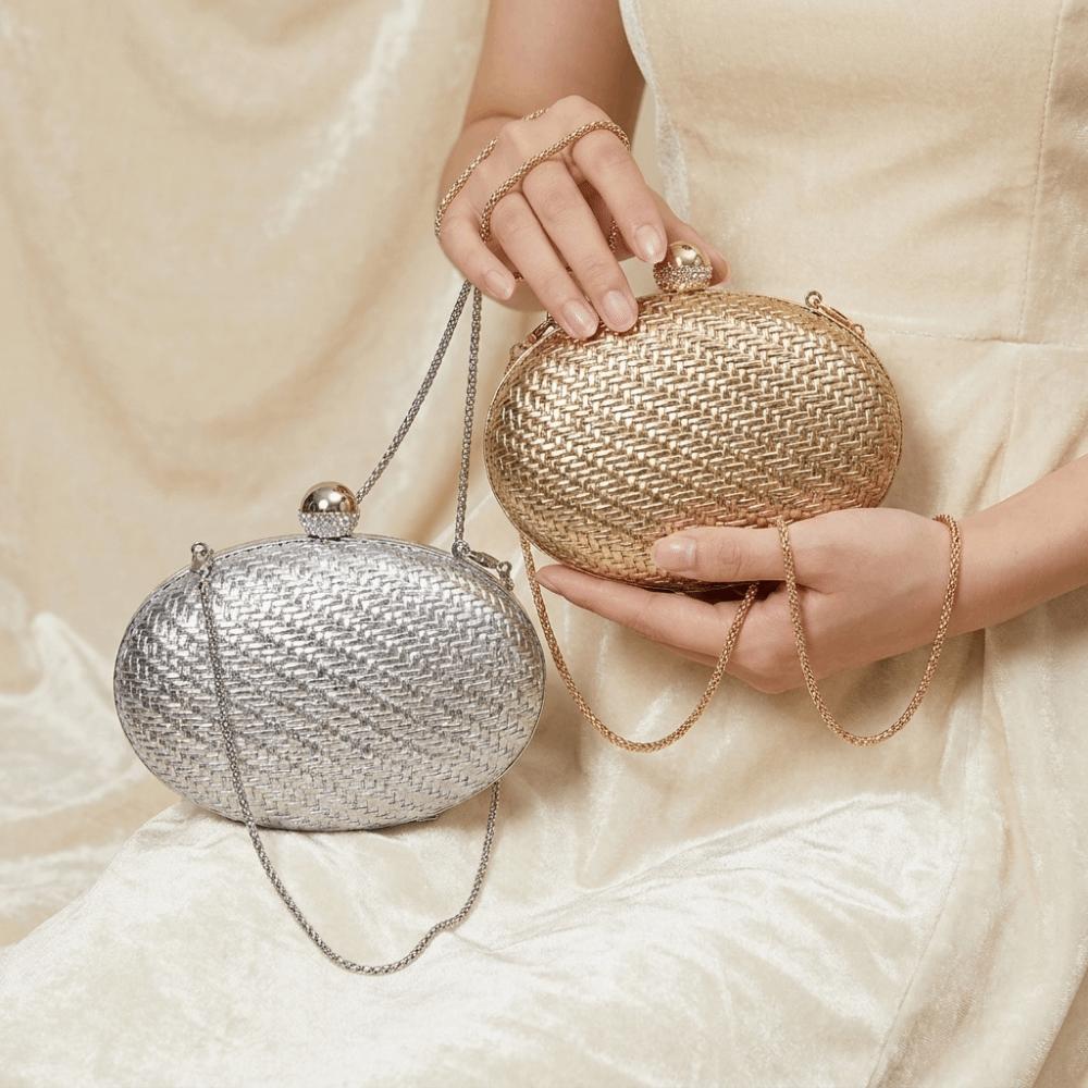 Oval Shape Hard Shell Crossbody Bag Egg-Shaped Braided Handbag Luxury Evening Clutch Bag  Gift