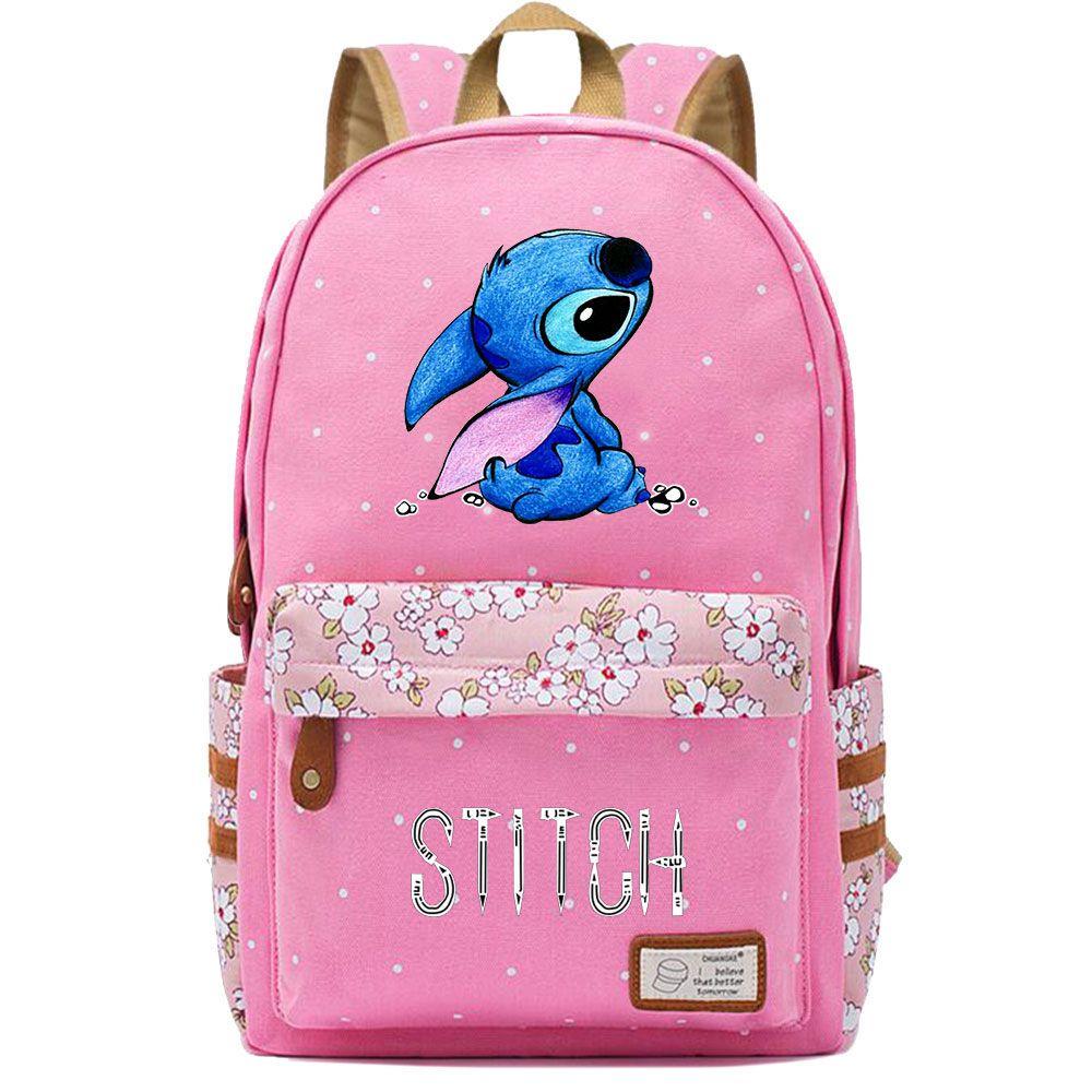 Lilo Stitch Backpack In Pink Or Blue Perfect For School Or Travel Made From High-quality Oxford Cloth