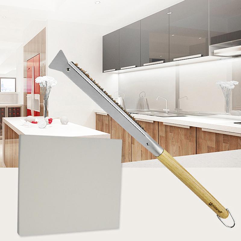 Pizza Oven Brush Steel Wire Pizza Stone Cleaning Brush With Scraper Oven Cleaner