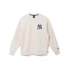 MLB Series New York Yankees Logo Print Crewneck Pullover Long Sleeve American Sweatshirt Men Sweatshirt Oatmeal 13086595