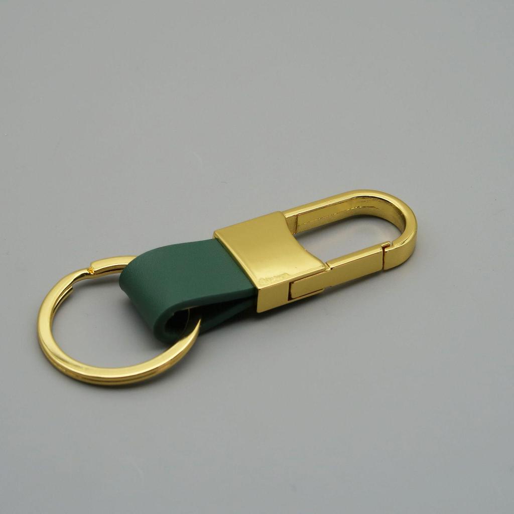 Metal and Genuine Leather Car Keychain with Customizable Laser-Engraved Logo