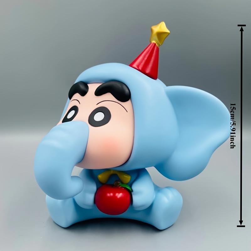 Nohara Shinosuke Q Version Sitting Baby Elephant Shin chan,Cute Anime Collectible Figure with Party Hat, PVC Desktop Decor for Home/Office/Shelf
