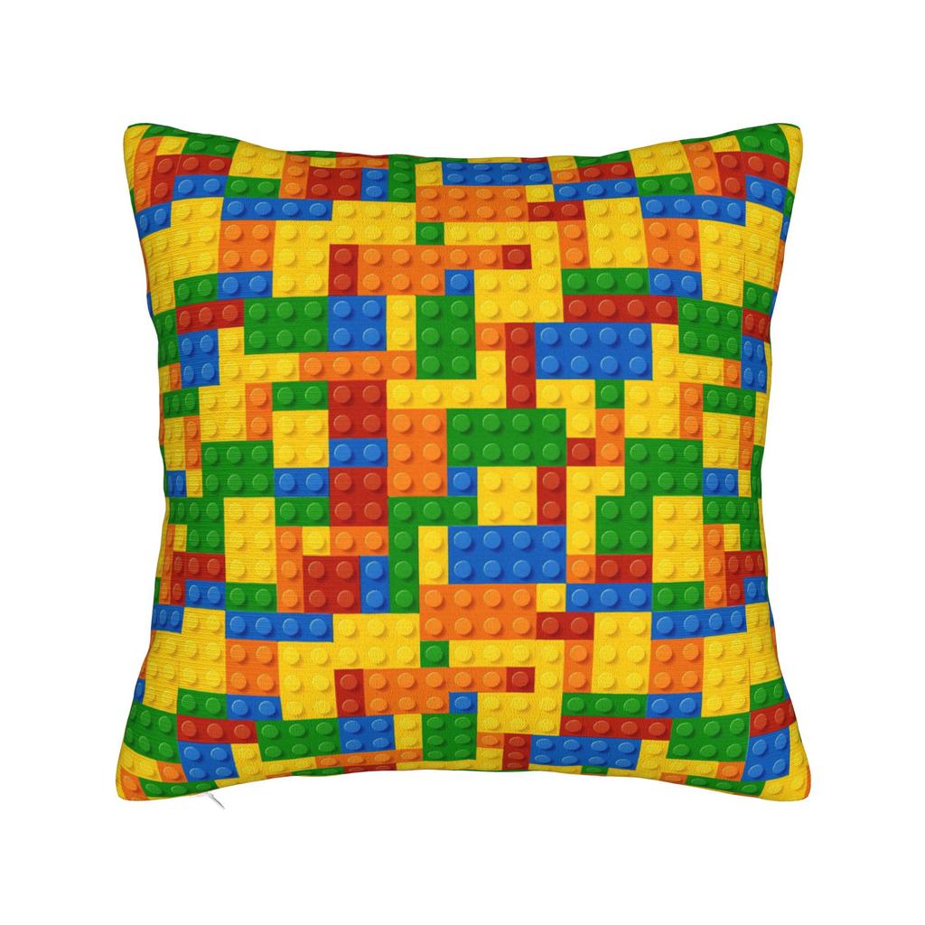 Candy Multicolor Building Blocks Pattern Pillow Cover Comfy Cushion Cover Funny Pillow Case For Living Room Chair