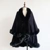 Winter Thicken Mink Wool Full Trims Faux Fur Cape Women's Hooded Loose Fleece Cloak Coat Party Wraps Warm