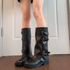 British style tube pants tube boots women's autumn new thin thick-soled two wear removable pile knight boots