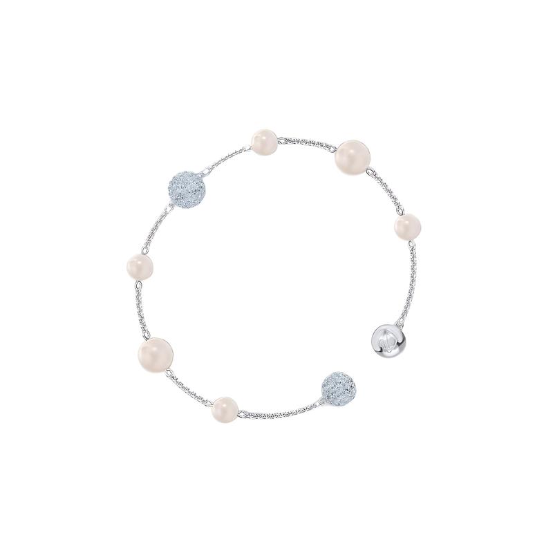 Swarovski Remix Collection Exquisite Square Pavé Pearl Crystal Magnetic Clasp Temperament Rose Gold Metal Bracelet Women's Silver 5570815
