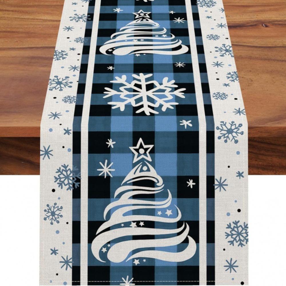 Runner da Tavola Fiocco di Neve Festivo Robusto Lino Decorazione Albero di Natale Copritavola da Pranzo