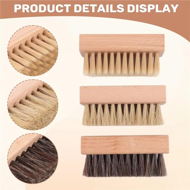 Beech Wood Shoe Brush Solid Shoe Brush Footwear Cleaning Brush Natural For Casual Shoes Wallets Leather Shoes
