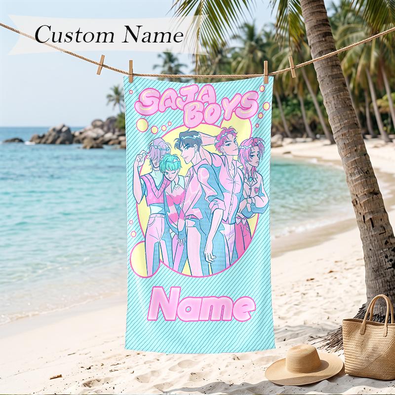 SAJA BOYS Custom Name Printed Beach Towel Personalized Soft Towel For Swimming Beach Travel