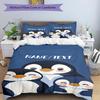 3PC Custom Name Penguin Family Portrait Bedding Set Duvet Cover Closure Includes 1 Duvet Cover & 2 Pillowcases for Bedroom