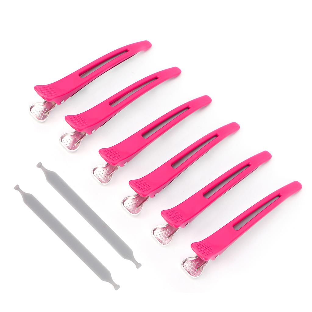 6Pcs Professional Hair Clips NonSlip Dividing Duckbill Hair Clips for Hair Cutting Styling(Rose Red