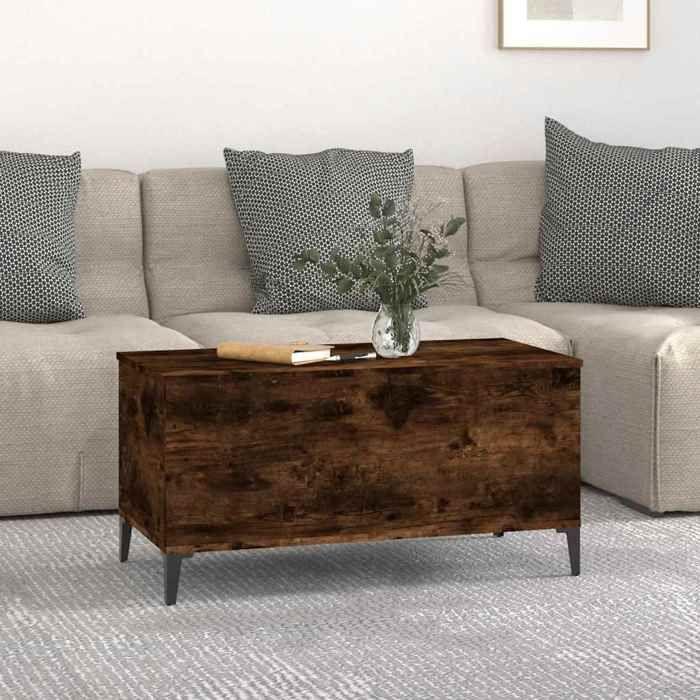 819593 vidaXL Table basse Chêne fumé 90x44,5x45 cm Bois d'ingénierie