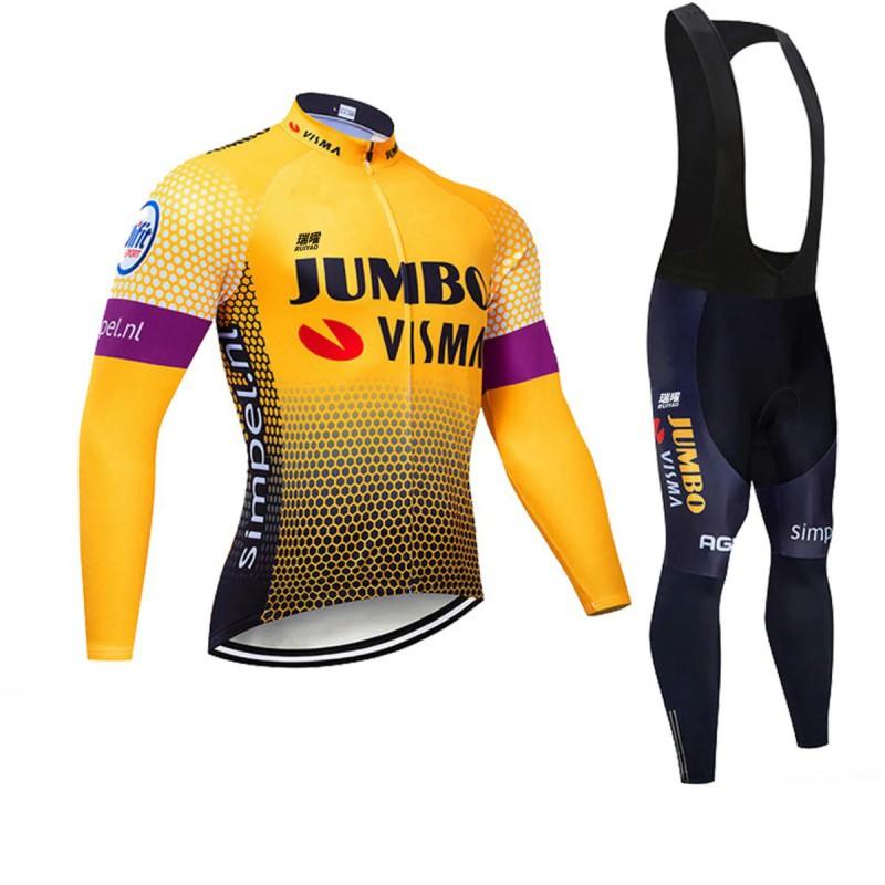 Unisex Long Sleeve Fleece-Lined Cycling Jersey Mountain Road Bikes Wear