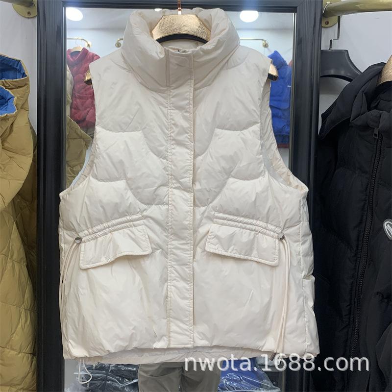 New small white duck down down vest women's foreign style fashion stand-up collar vest jacket